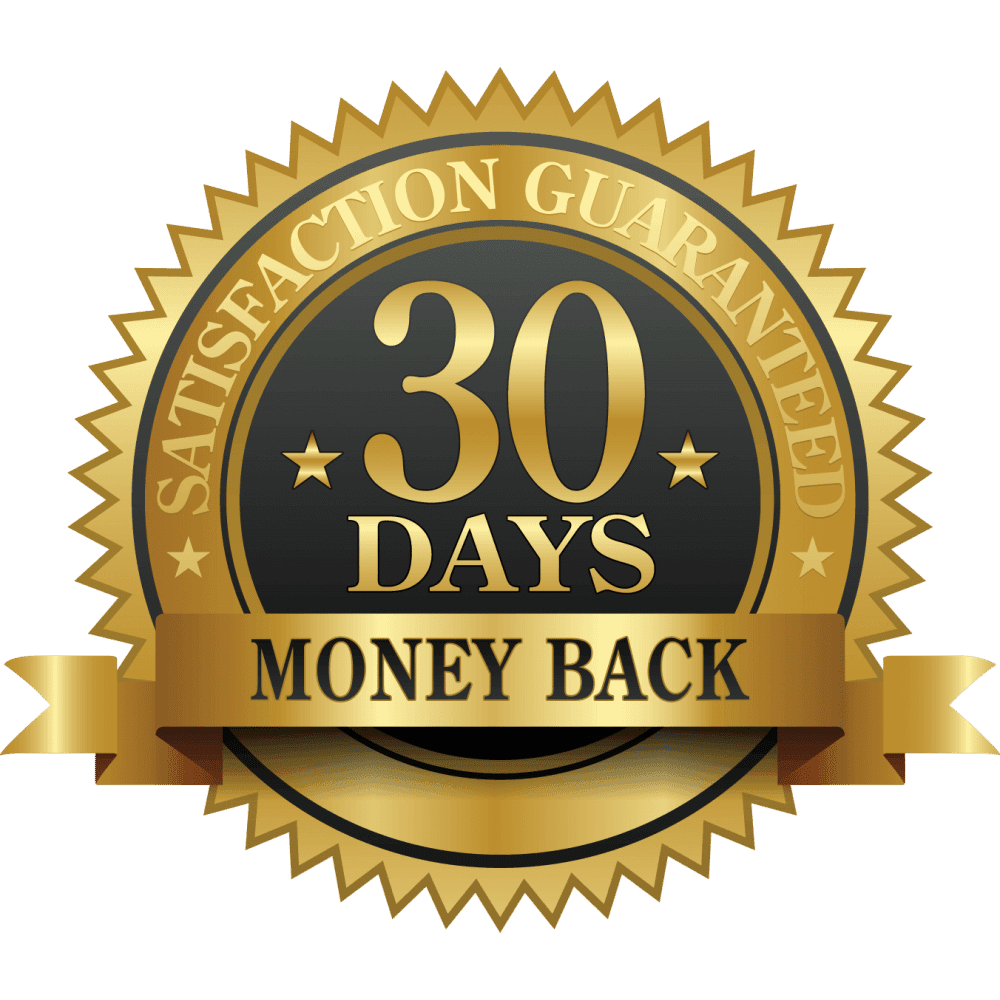 30 Days Money Back Satisfaction Guaranteed gold badge